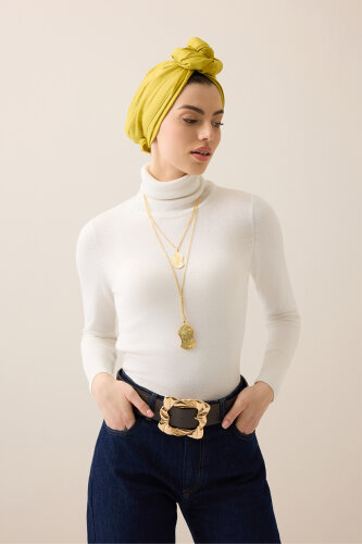 Window Lattice Mustard Ramy Jacquard Shawl - 5