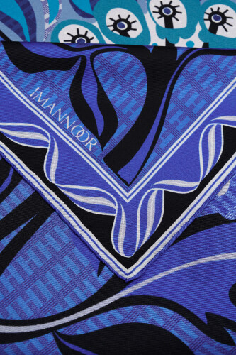 Wing of Love Silk Scarf Blue - 3