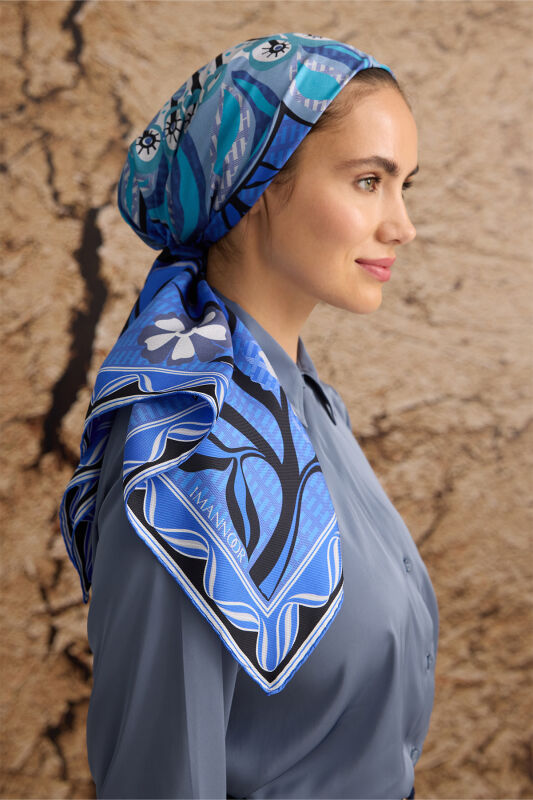 Wing of Love Silk Scarf Blue - 4