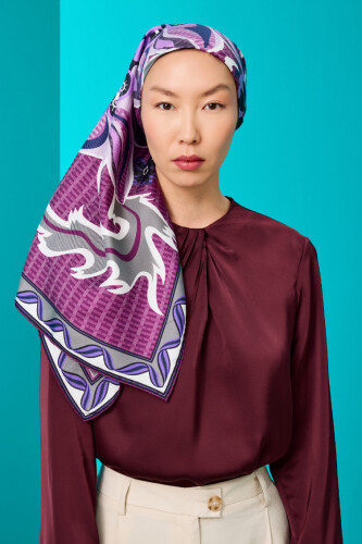 Wing of Love Silk Scarf Fuchsia 