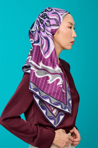 Wing of Love Silk Scarf Fuchsia - 3