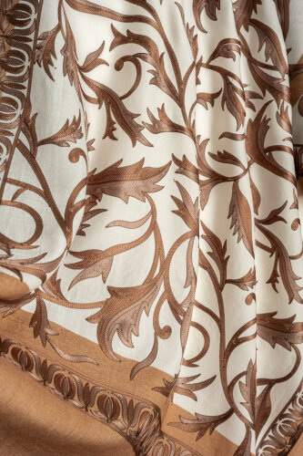 Winged Ivy Camel Hair Embroidered Wool Shawl - 2