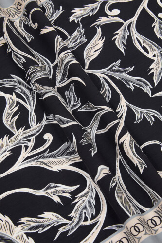 Winged Ivy Flosh Viscose Shawl Black - 4