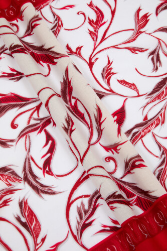 Winged Ivy Flosh Viscose Shawl Red - 4