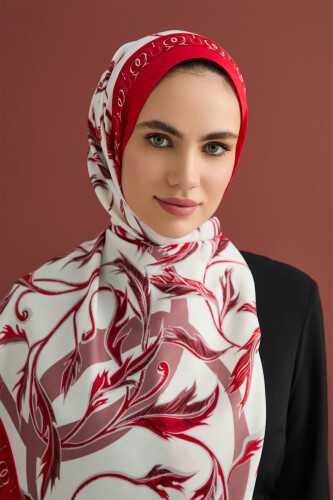 Winged Ivy Flosh Viscose Shawl Red - 5