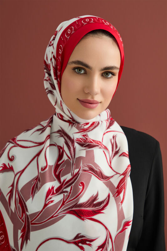 Winged Ivy Flosh Viscose Shawl Red - 5