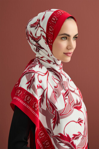 Winged Ivy Flosh Viscose Shawl Red 