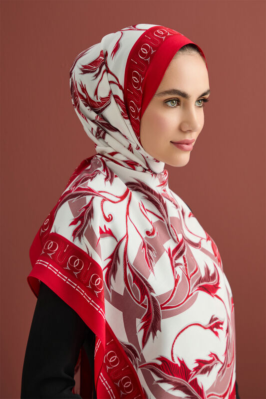 Winged Ivy Flosh Viscose Shawl Red - 1