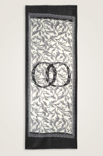 Winged Ivy Gray Embroidered Wool Shawl - 1