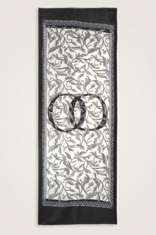 Winged Ivy Gray Embroidered Wool Shawl - 1