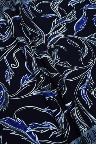 Winged Ivy Flosh Viscose Shawl Navy - 3