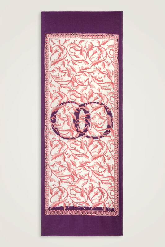 Winged Ivy Purple Embroidered Wool Shawl - 1