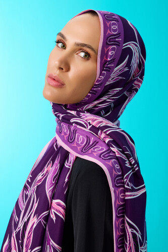 Winged Ivy Flosh Viscose Shawl Purple - 3