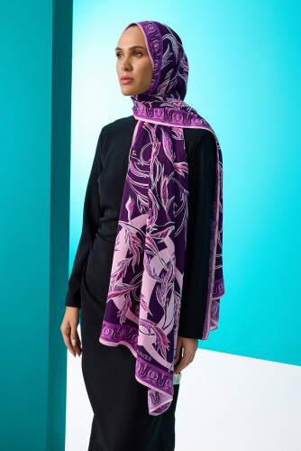 Winged Ivy Flosh Viscose Shawl Purple 