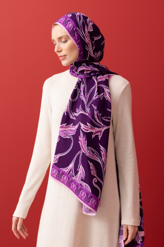 Winged Ivy Flosh Viscose Shawl Purple 