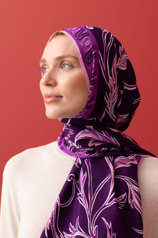 Winged Ivy Flosh Viscose Shawl Purple - 3