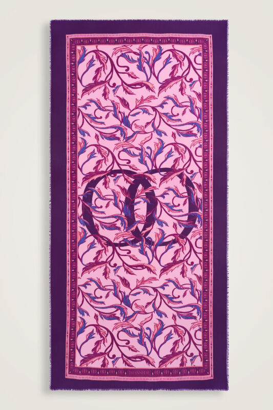 Winged Ivy Wool Shawl Fuchsia - 1