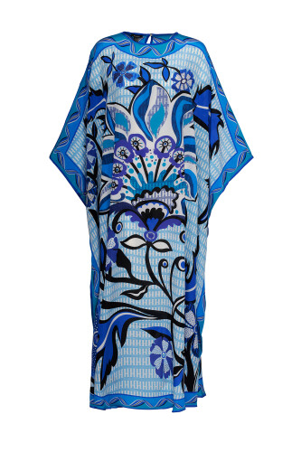 Wings of Love Blue Silk Kaftan 