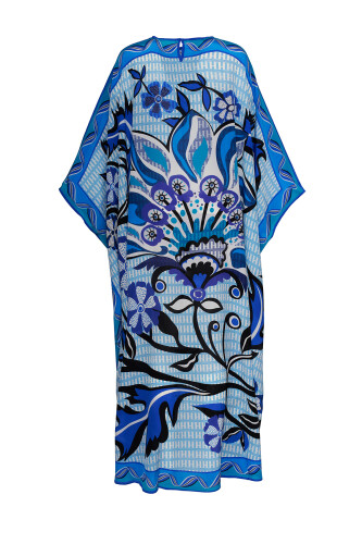 Wings of Love Blue Silk Kaftan - 2