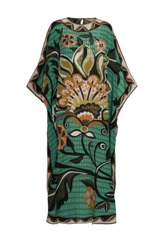 Wings of Love Green Silk Kaftan 