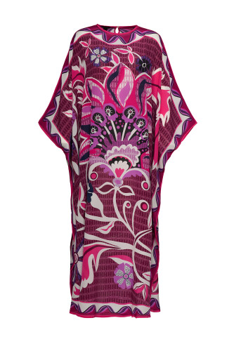 Wings of Love Pink Silk Kaftan - 1