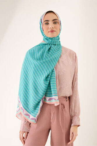 Wings of Love Turquoise Viscose Flush Shawl 