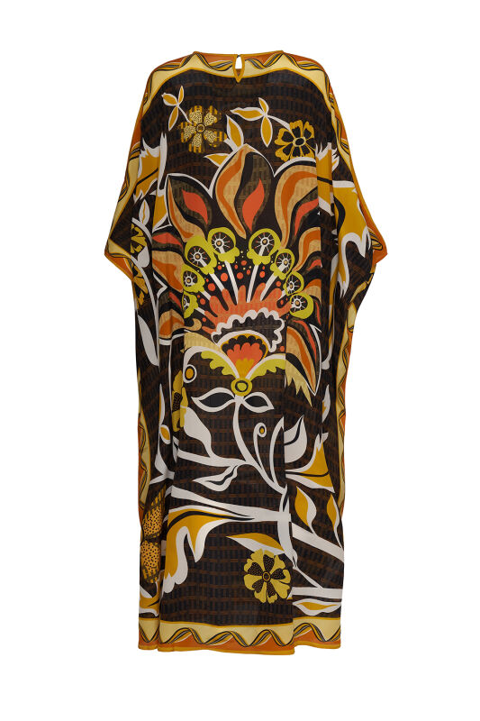 Wings of Love Yellow Silk Kaftan - 2