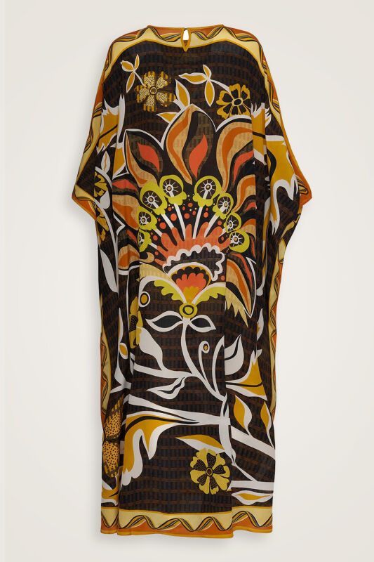 Wings of Love Yellow Silk Kaftan - 1