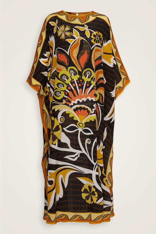 Wings of Love Yellow Silk Kaftan - 2