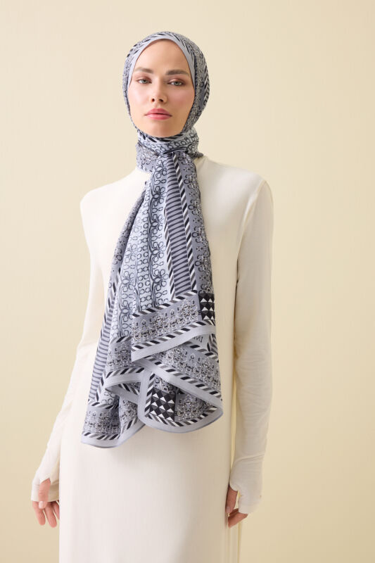 Wire Dark Gray Floss Viscose Shawl - 3