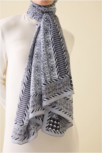 Wire Dark Gray Floss Viscose Shawl - 5