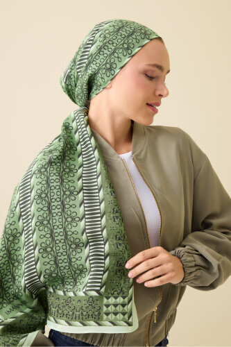 Wire Green Floss Viscose Shawl - Imannoor (3)