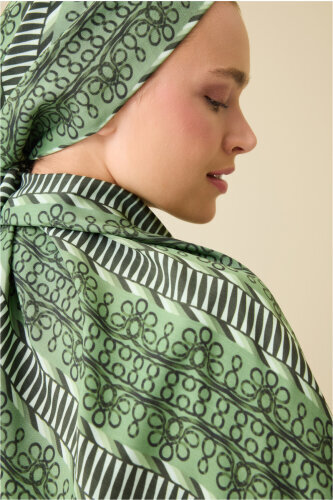 Wire Green Floss Viscose Shawl - Imannoor