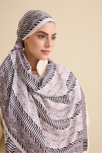Wire Light Gray Floss Viscose Shawl - 1