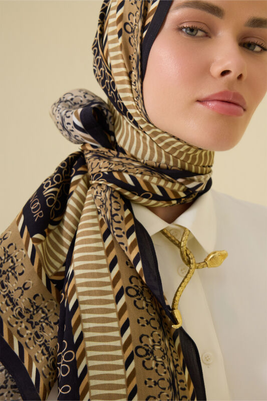 Wire Tan Floss Viscose Shawl - 1