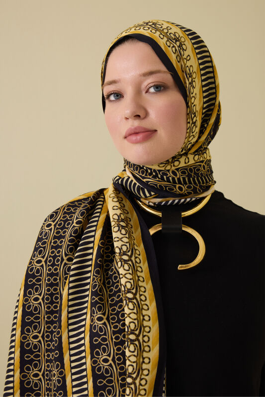 Wire Yellow Floss Viscose Shawl - 1