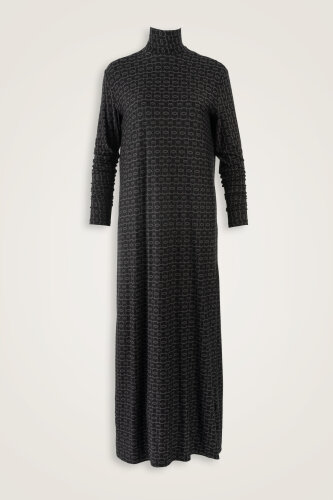 Woven Noor Black Turtleneck Combed Cotton Dress 