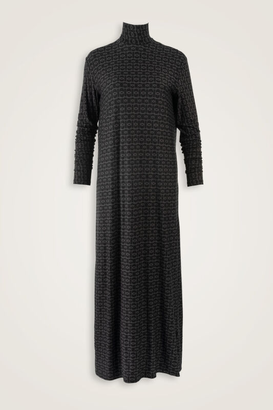 Woven Noor Black Turtleneck Combed Cotton Dress - 1