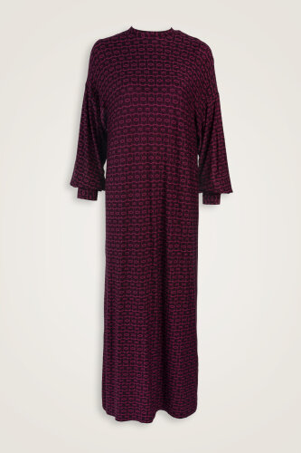 Woven Noor Burgundy Sleeveless Rib Combed Cotton Dress 