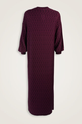 Woven Noor Burgundy Sleeveless Rib Combed Cotton Dress - 2