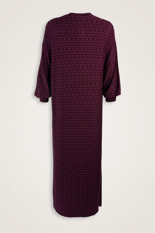 Woven Noor Burgundy Sleeveless Rib Combed Cotton Dress - 2