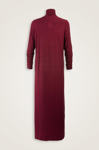 Woven Noor Burgundy Turtleneck Combed Cotton Dress - Imannoor (1)