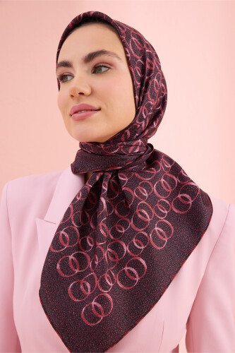 Woven Noor Burgundy Twill Silk Scarf - 5