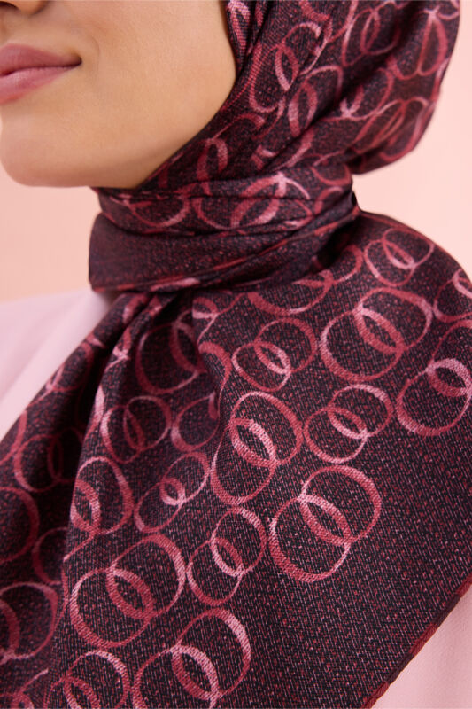 Woven Noor Burgundy Twill Silk Scarf - 3