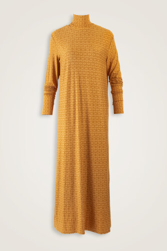 Woven Noor Camel Hair Turtleneck Combed Cotton Dress 