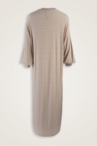 Woven Noor Cream Sleeve Rib Combed Cotton Dress - 2