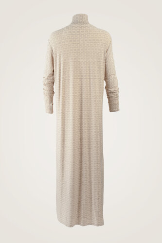 Woven Noor Cream Turtleneck Combed Cotton Dress - 2