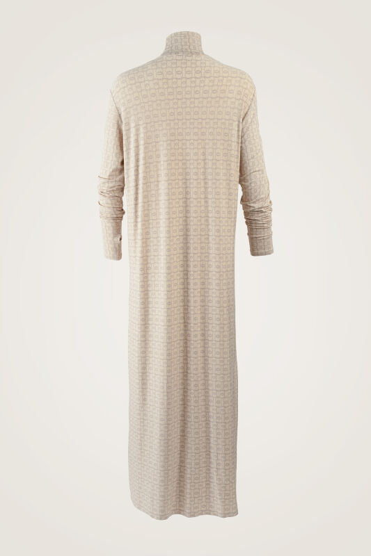 Woven Noor Cream Turtleneck Combed Cotton Dress - 2