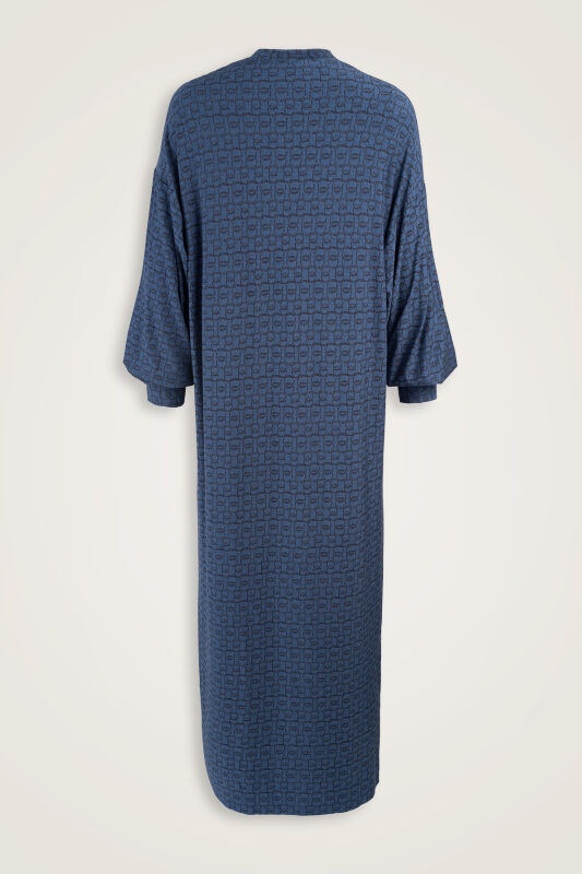 Woven Noor Indigo Sleeve Rib Combed Cotton Dress - 2