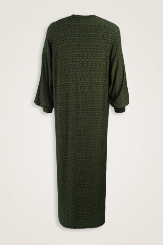 Woven Noor Khaki Rib-Cuffed Combed Cotton Dress - 2
